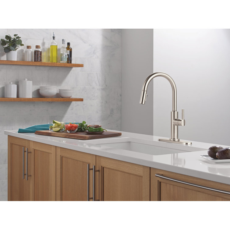 Brushed Stainless Steel Single Handle Pull-Down Kitchen Faucet