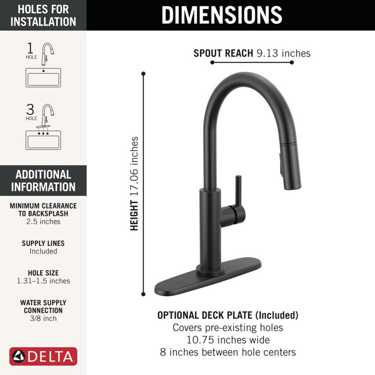 Matte Black Single Handle Pull-Down Kitchen Faucet with Sprayer