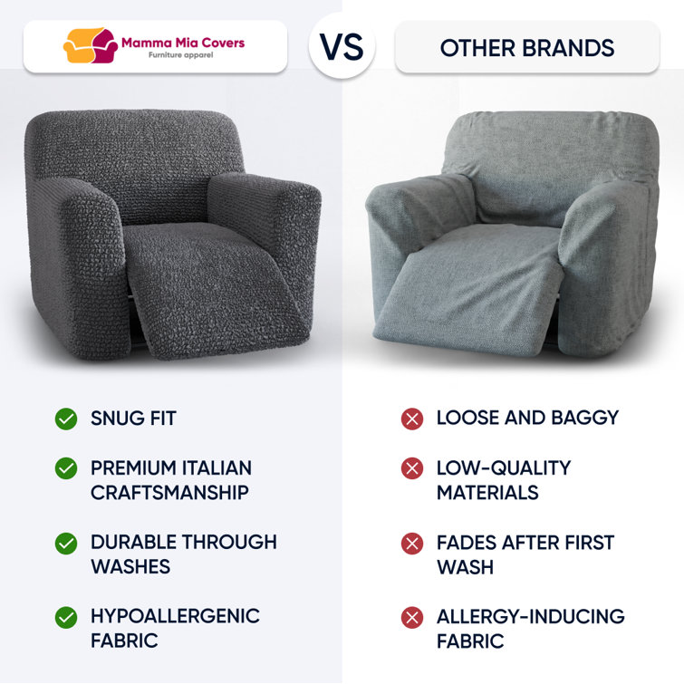 Modern Dark Grey Stretch Recliner Chair Slipcover