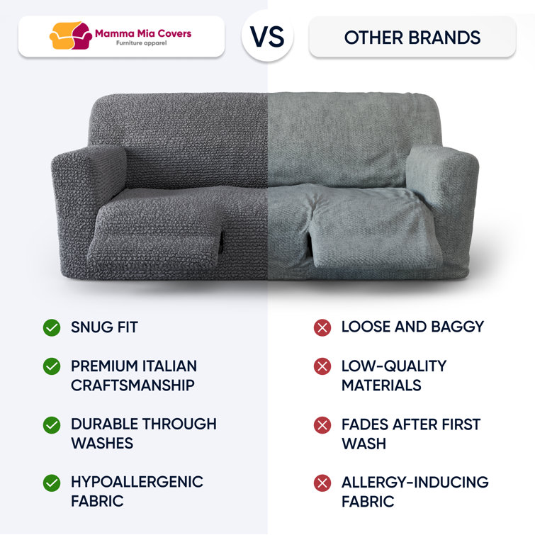 Cream Stretchable Polyester Recliner Sofa Slipcover