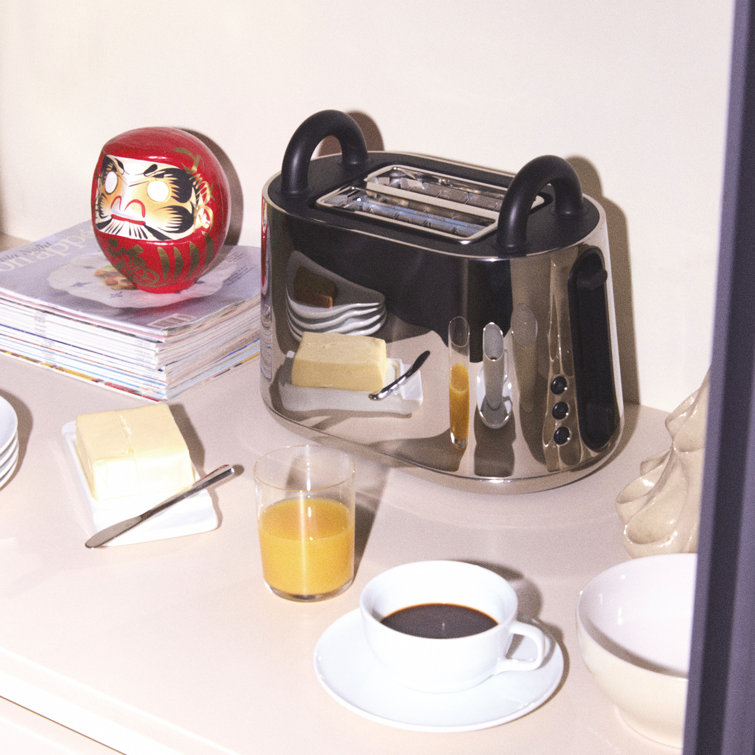 Toru Stainless Steel 2-Slice Retro Toaster with Crumb Tray