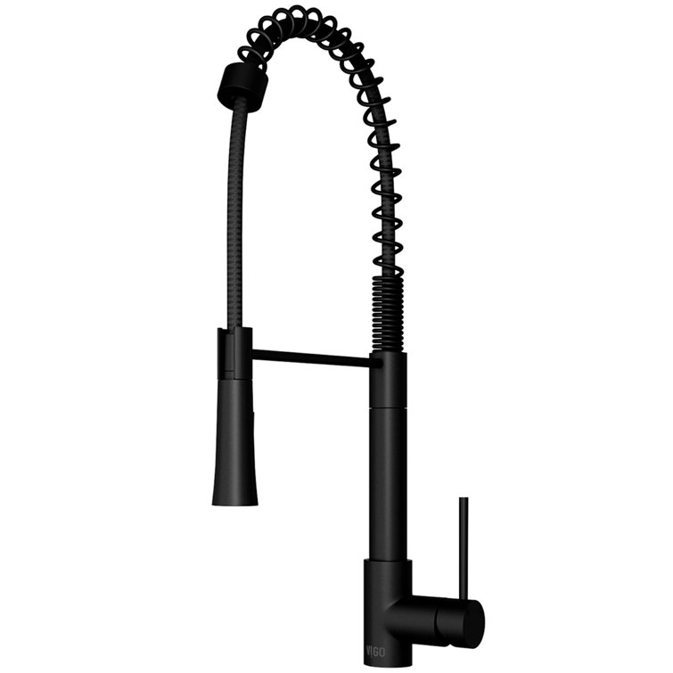 Matte Black Pull-Down Sprayer Kitchen Faucet with Lever Handle