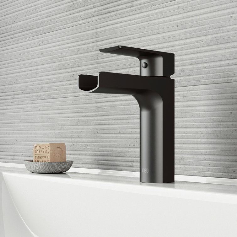 Matte Black Single-Hole Bathroom Faucet with Brass Construction