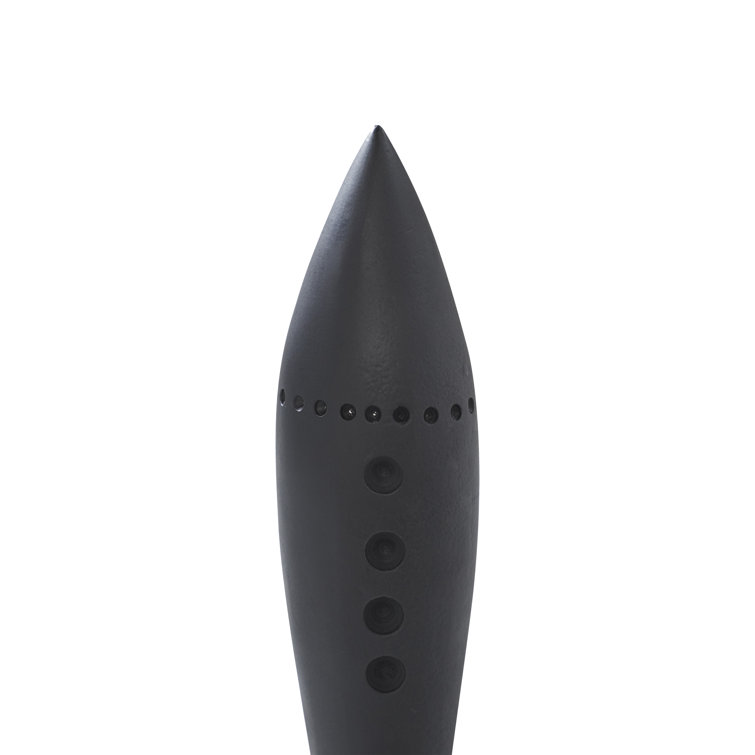 Black Metal Rocket Statue with Plated Finish