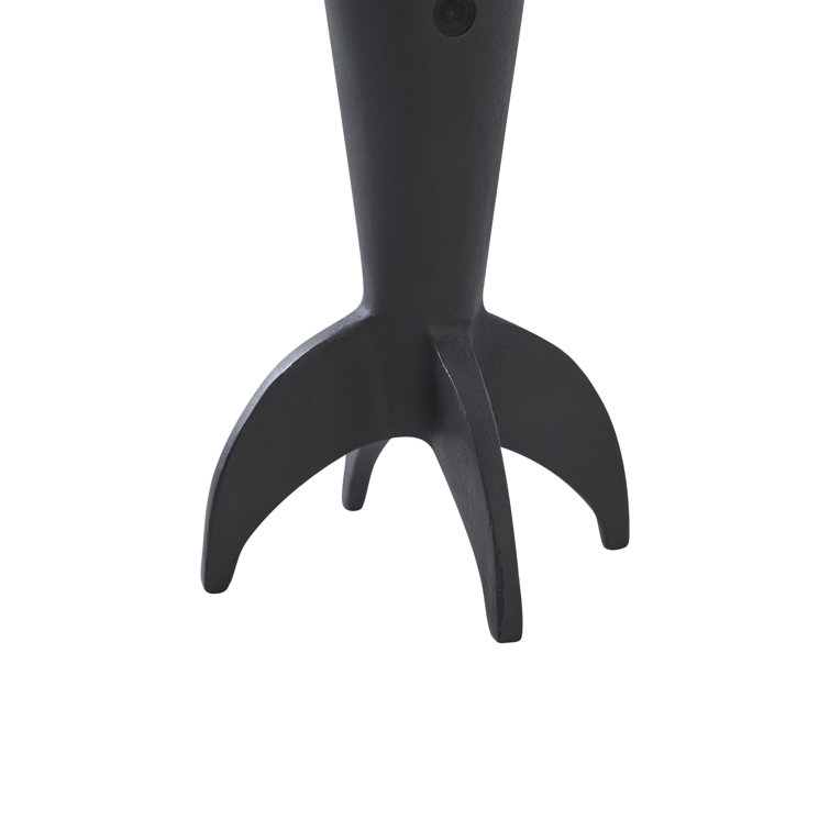 Black Metal Rocket Statue with Plated Finish