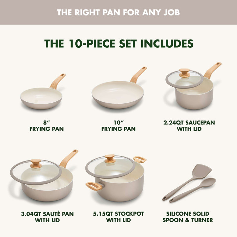 Taupe Aluminum 10-Piece Nonstick Ceramic Cookware Set