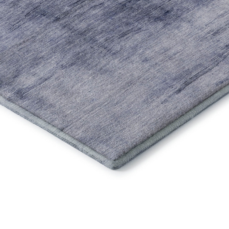 Addison Red and Navy Rectangular Washable Synthetic Rug