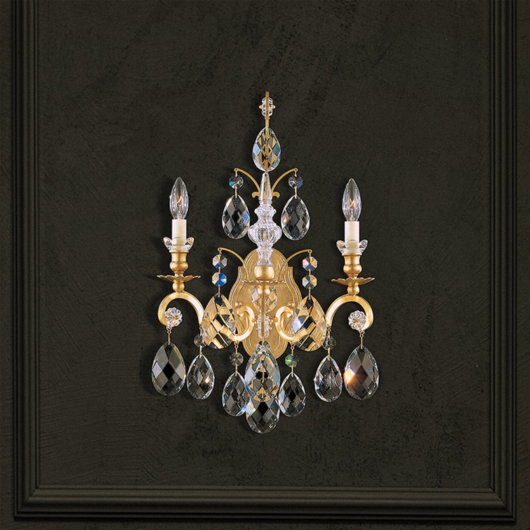 Elegant Antique Silver 2-Light Crystal Sconce with Heritage Clear Accents