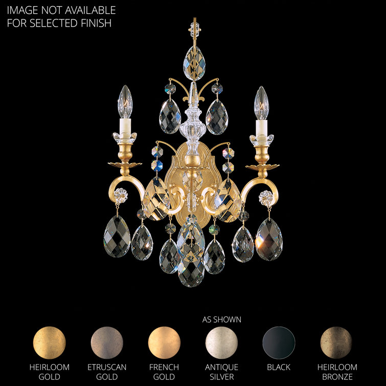 Elegant Antique Silver 2-Light Crystal Sconce with Heritage Clear Accents