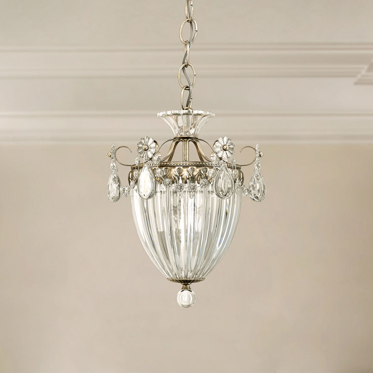 Antique Silver Crystal 3-Light Pendant with Heritage Clear Crystals