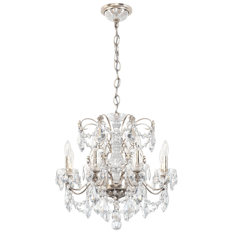Antique Silver 8-Light Crystal Chandelier