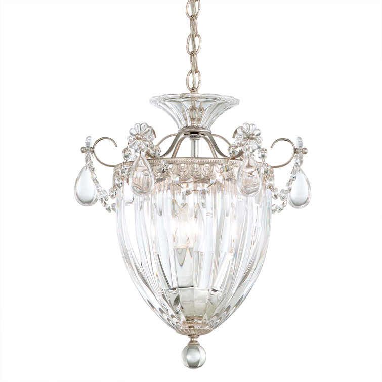 Antique Silver Crystal 3-Light Pendant with Heritage Clear Crystals
