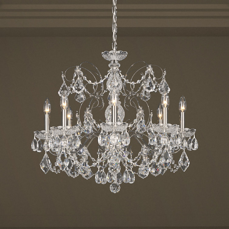 Polished Silver 8-Light Heritage Crystal Chandelier