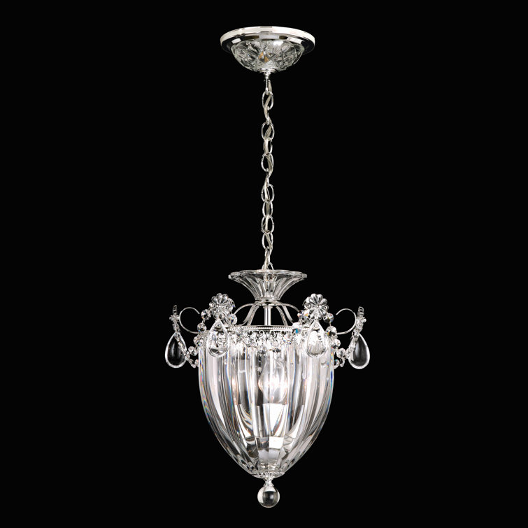 Polished Silver 3-Light Crystal Pendant with Heritage Clear Crystals