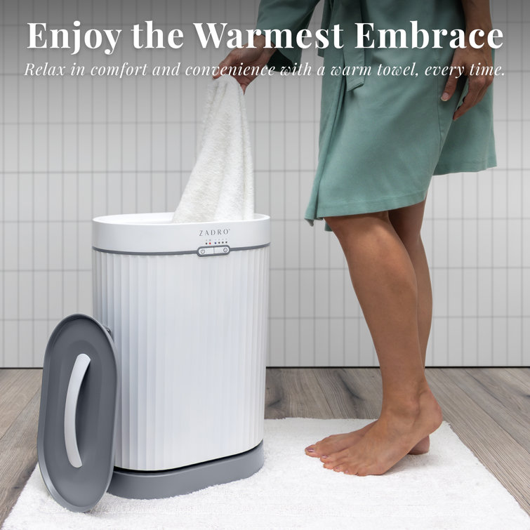 White and Gray Stainless Steel Fluted Towel Warmer with Diffuser