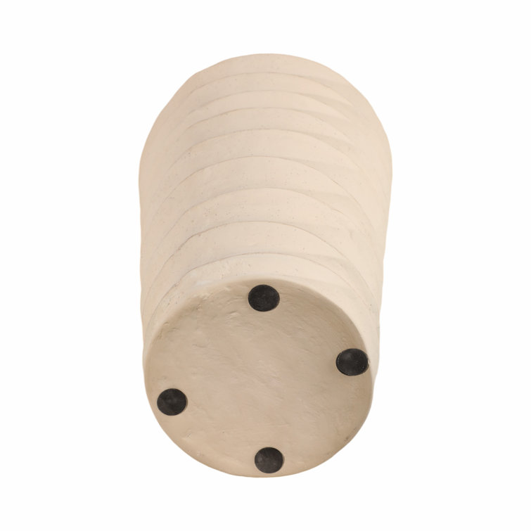 Handcrafted Round Beige Ceramic Floor Vase