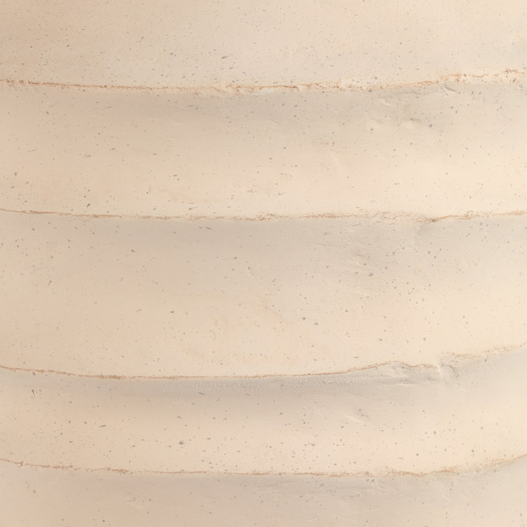 Handcrafted Round Beige Ceramic Floor Vase