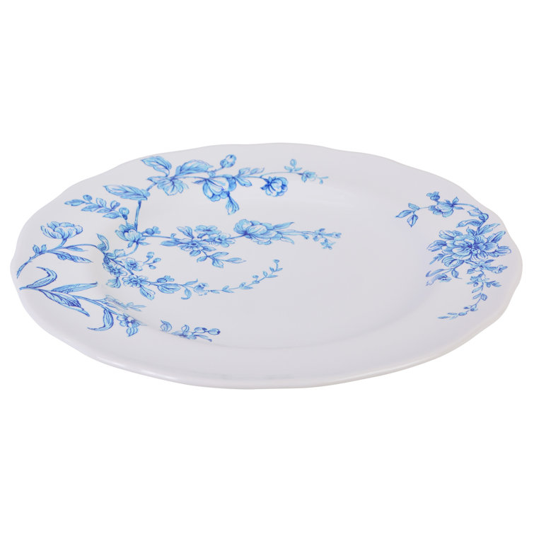 Bellamy Blue and White Floral Porcelain 12-Piece Dinnerware Set