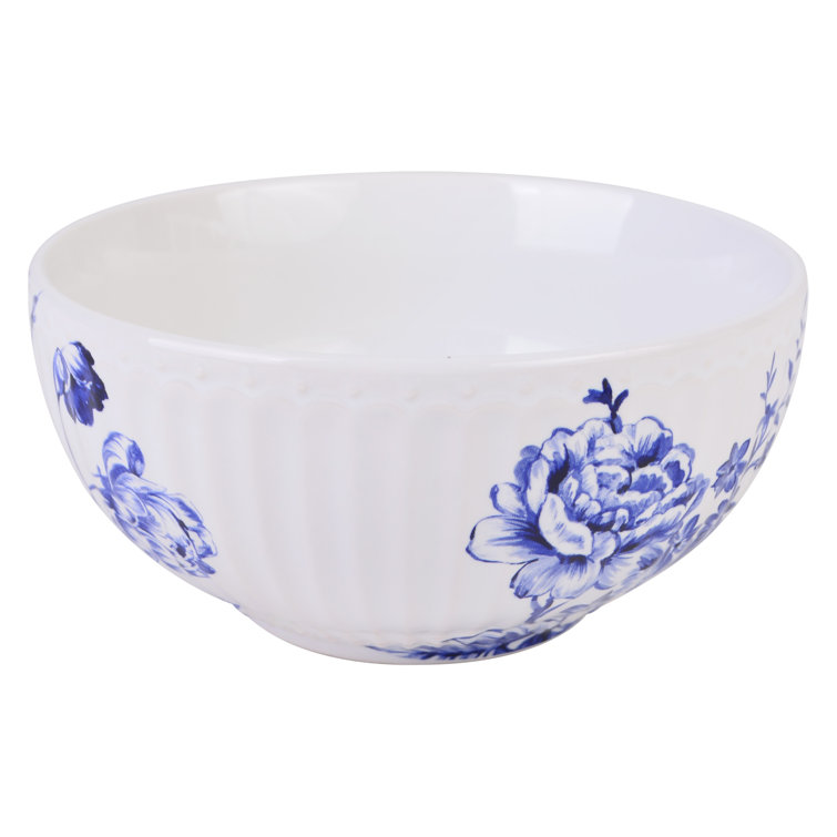 Cassian Blue Floral Embossed Porcelain 12-Piece Dinnerware Set