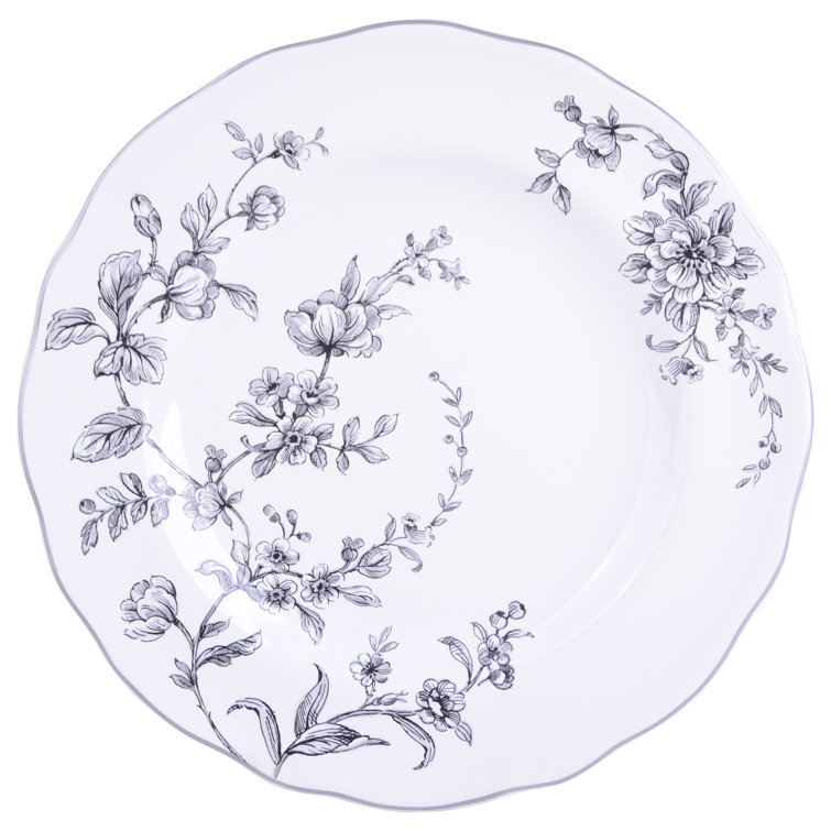 Bellamy White Floral Porcelain 12-Piece Dinnerware Set