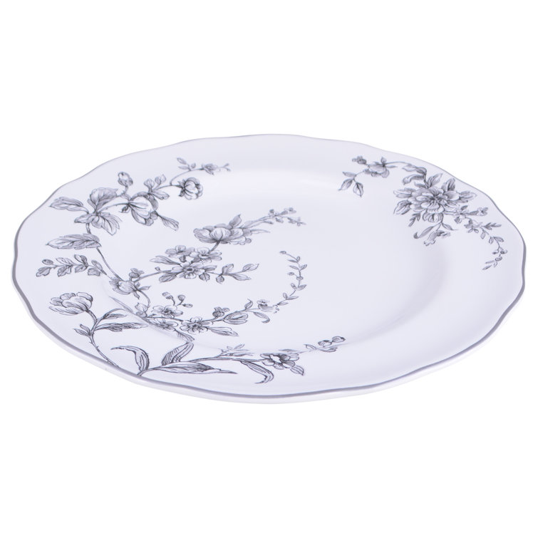 Bellamy White Floral Porcelain 12-Piece Dinnerware Set