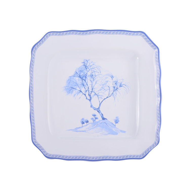 Scenic Toile Blue and White Porcelain 12-Piece Dinnerware Set
