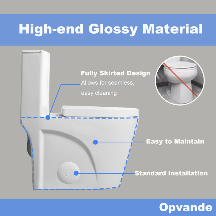 Glossy White Ceramic Dual Flush Elongated One-Piece Toilet