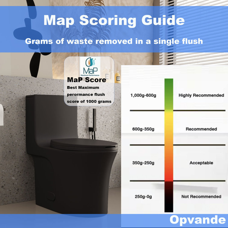Matte Black Ceramic One-Piece Dual Flush Elongated Toilet