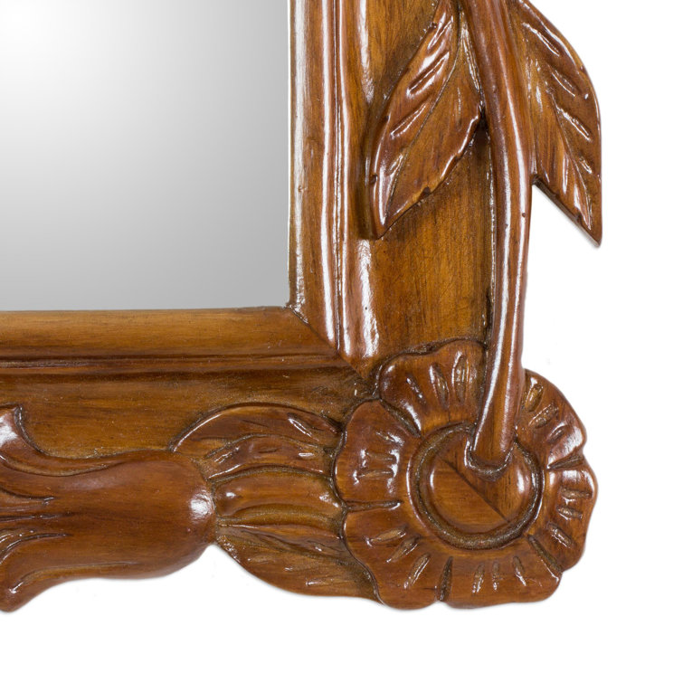 Enchanted Fairytale Rectangular Kids Wall Mirror in Brown Wood