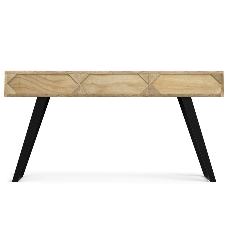 Natural Mango Wood and Metal Console Table with Storage