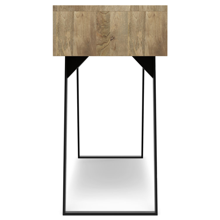 Natural Mango Wood and Metal Console Table with Storage