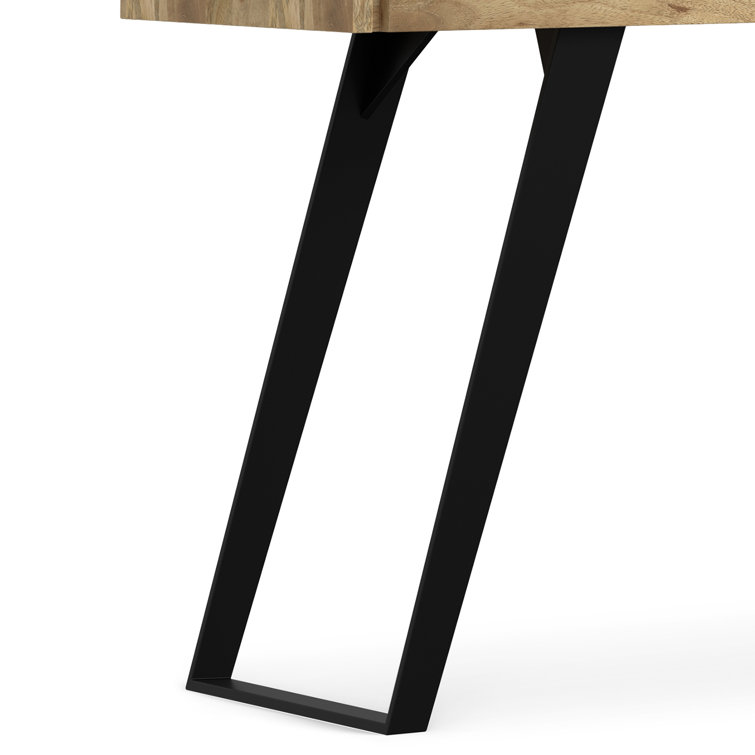 Natural Mango Wood and Metal Console Table with Storage