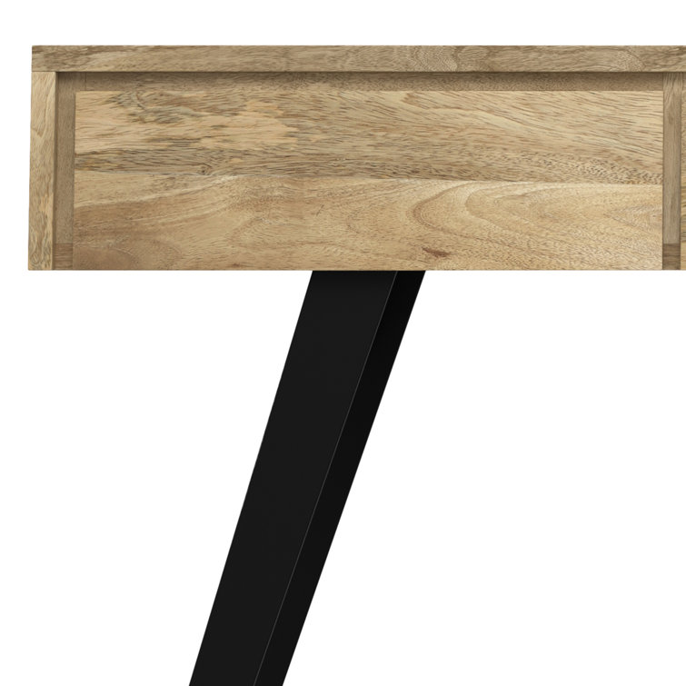 Natural Mango Wood and Metal Console Table with Storage
