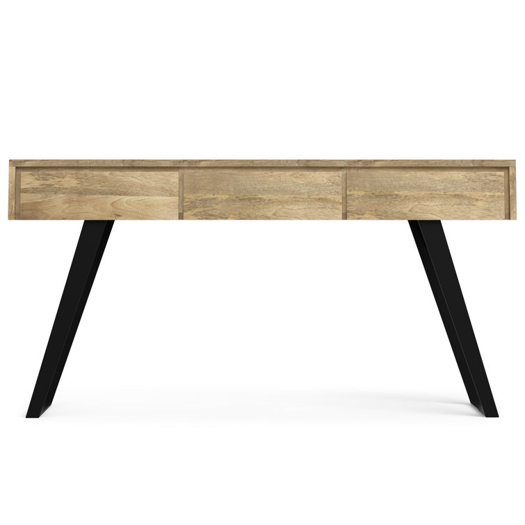 Natural Mango Wood and Metal Console Table with Storage