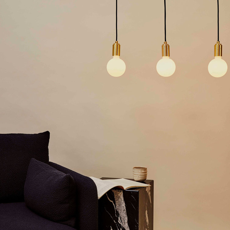 Matte White Glass Globe Pendant Light with Oak Accent