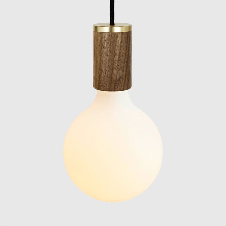 Mini Walnut and Glass LED Pendant Light for Indoor/Outdoor Use
