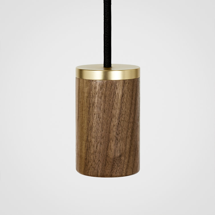 Mini Walnut and Matte White Glass LED Pendant Light