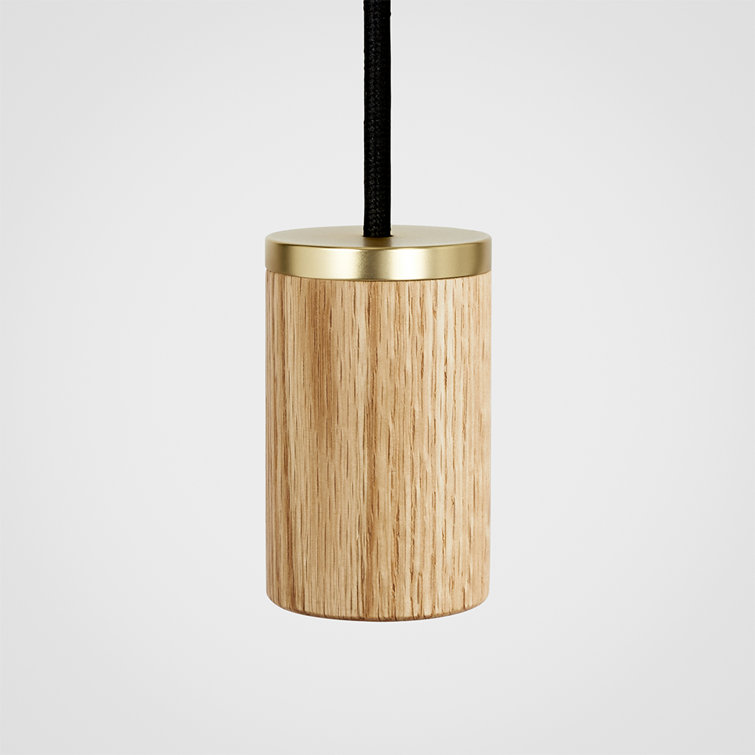 Oak and Glass Mini Pendant Light with LED Bulb