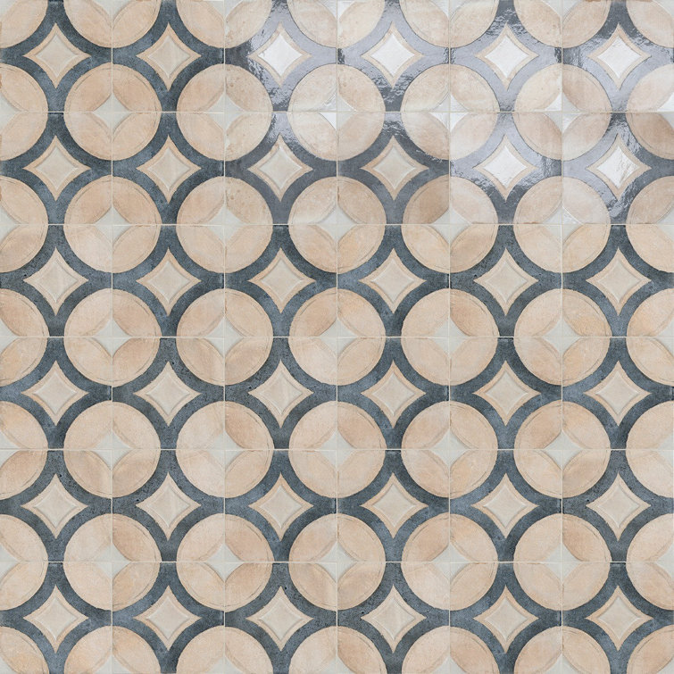 Circles Crema Matte Porcelain 8x8 Floor and Wall Tile