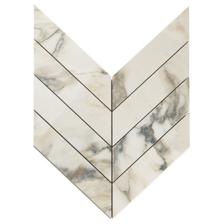 Calacatta Rustico Polished Porcelain Chevron Mosaic Tile