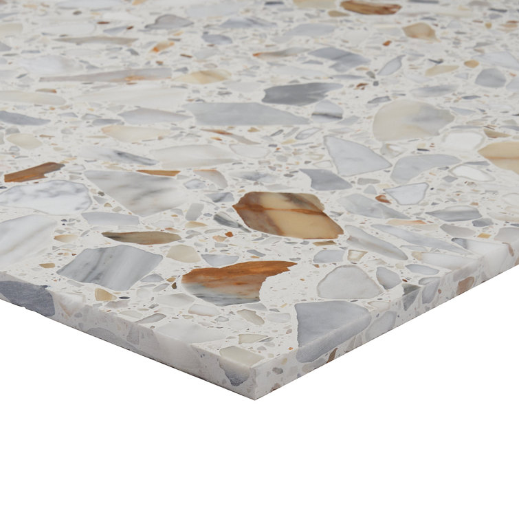 Calacatta White/Cream Large Format Honed Terrazzo Floor and Wall Tile