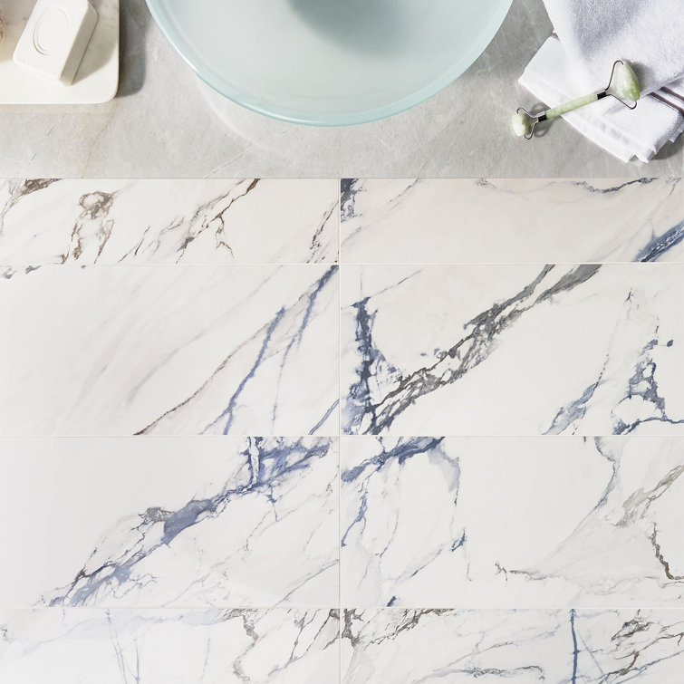 Calacatta Indigo 12" x 24" Polished Porcelain Floor and Wall Tile