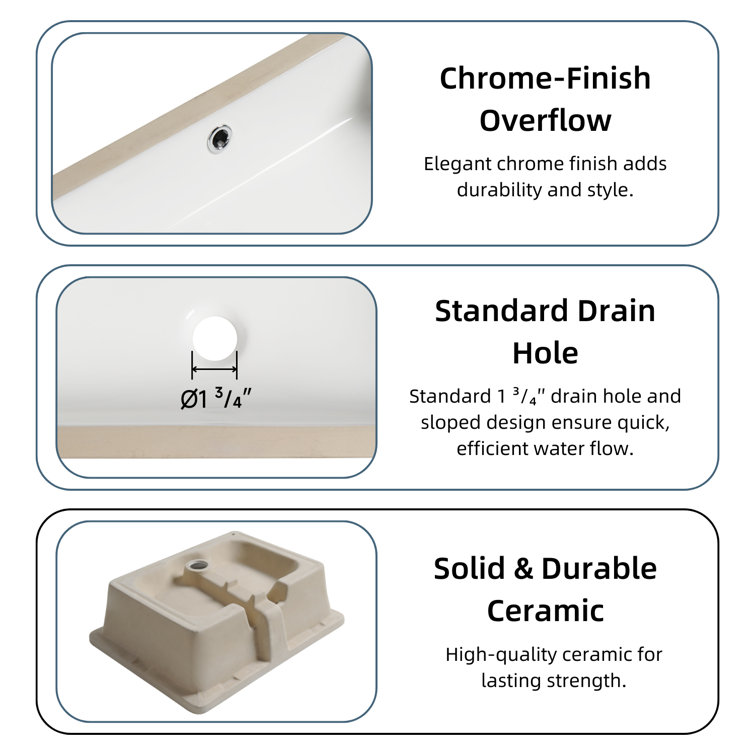 20-Inch White Gloss Ceramic Undermount Bathroom Sink