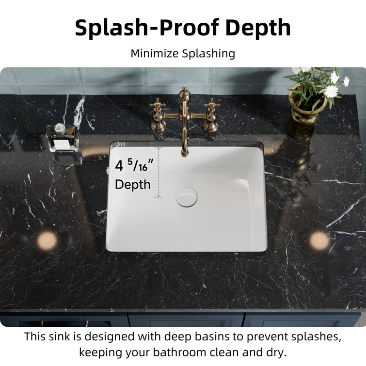 20-Inch White Gloss Ceramic Undermount Bathroom Sink