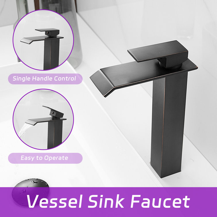 Oil-Rubbed Bronze Tall Vessel Sink Faucet with Drain Assembly