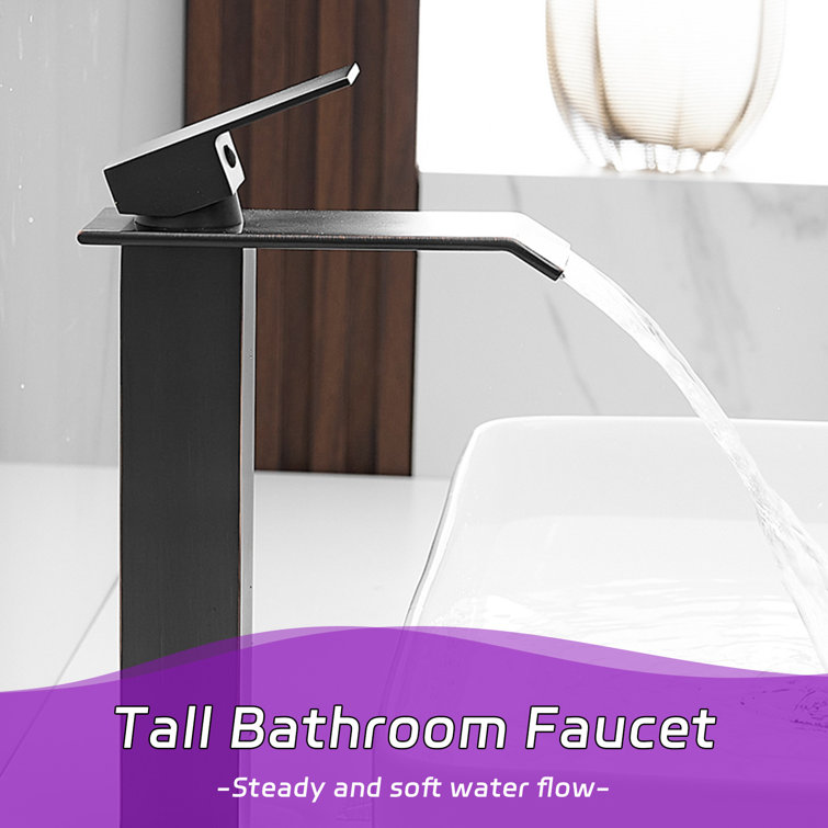 Oil-Rubbed Bronze Tall Vessel Sink Faucet with Drain Assembly