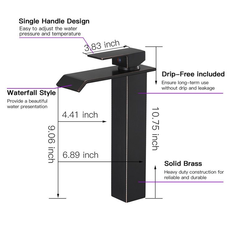 Oil-Rubbed Bronze Tall Vessel Sink Faucet with Drain Assembly