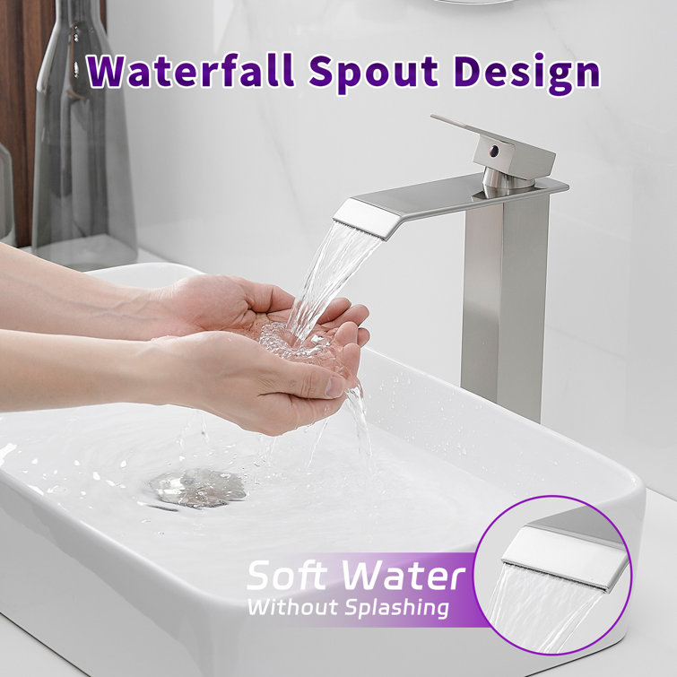 Brushed Nickel Single Handle Vessel Sink Faucet with Drain Kit
