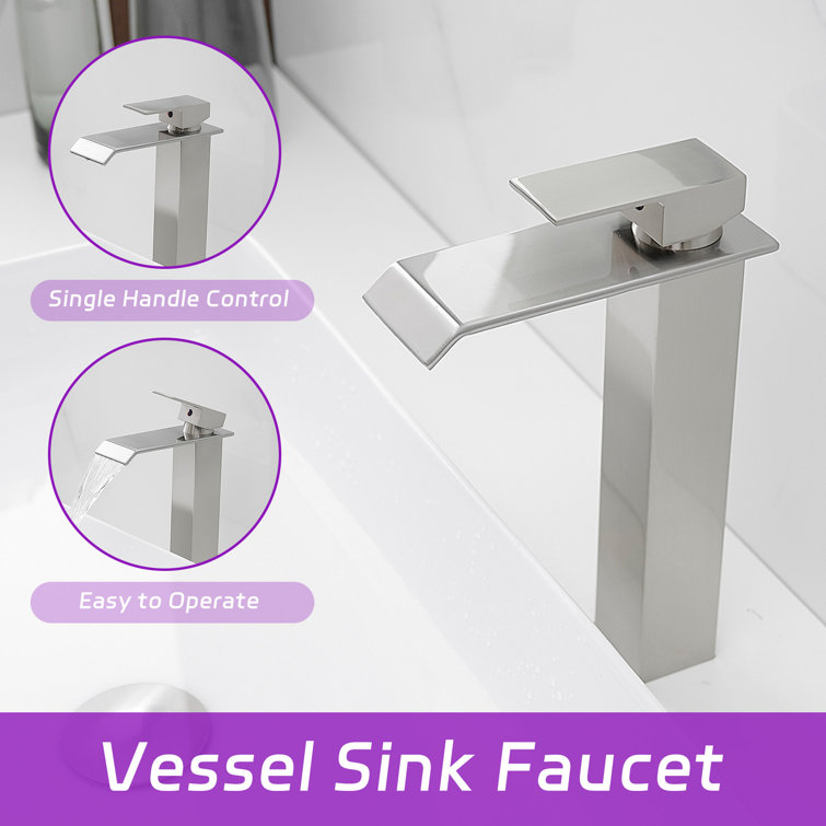 Brushed Nickel Single Handle Vessel Sink Faucet with Drain Kit