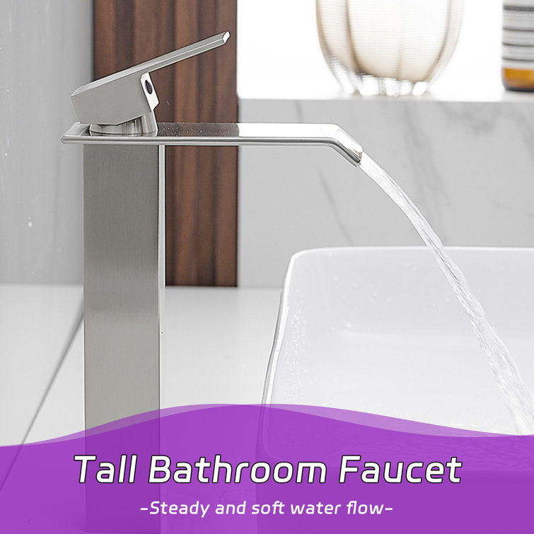 Brushed Nickel Single Handle Vessel Sink Faucet with Drain Kit